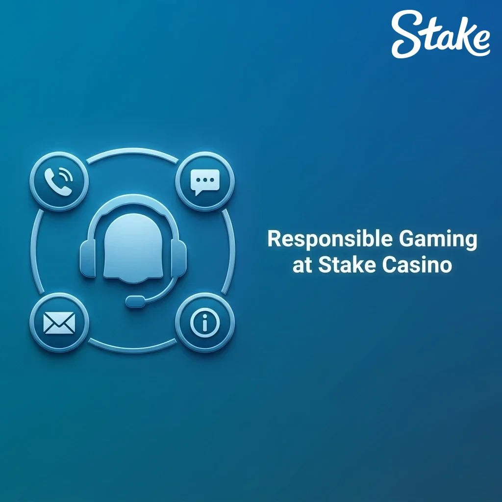 Stake Casino responsible gaming tools including deposit limits, session controls, self-exclusion options, and support resources
