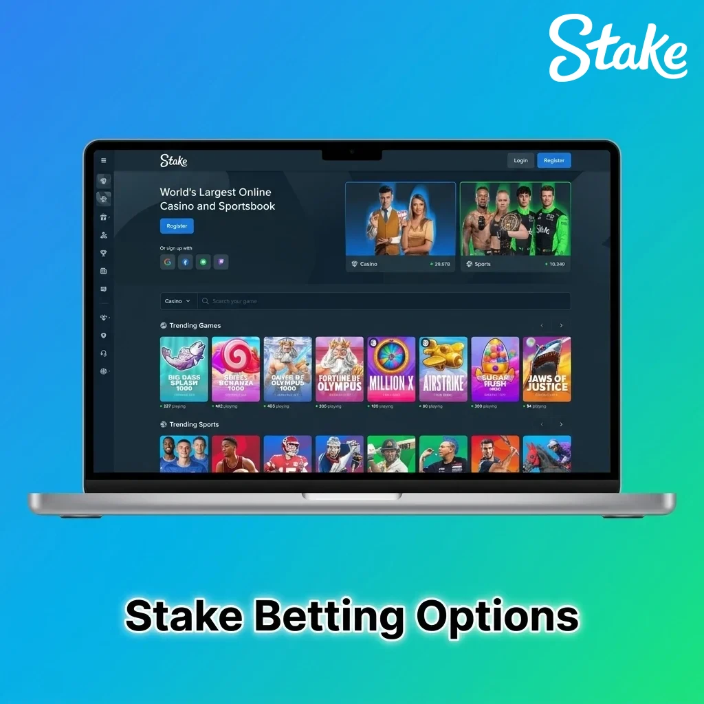 Stake betting options including live betting, line betting, multi live, and outright betting for Indian players